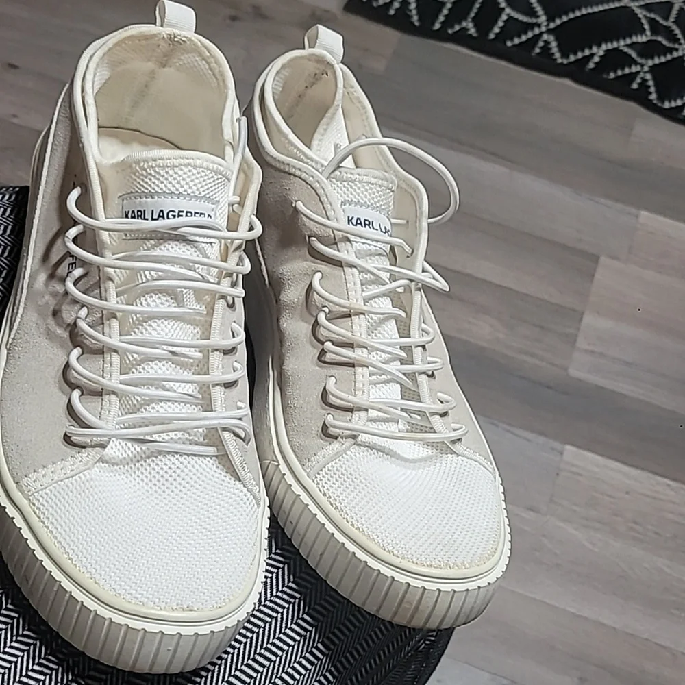 Karl Lagerfeld Off-White Suede Sneakers Size 11 Men's